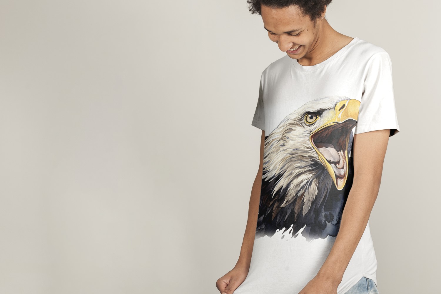 bald eagle funny Animal head peeking on white background 2