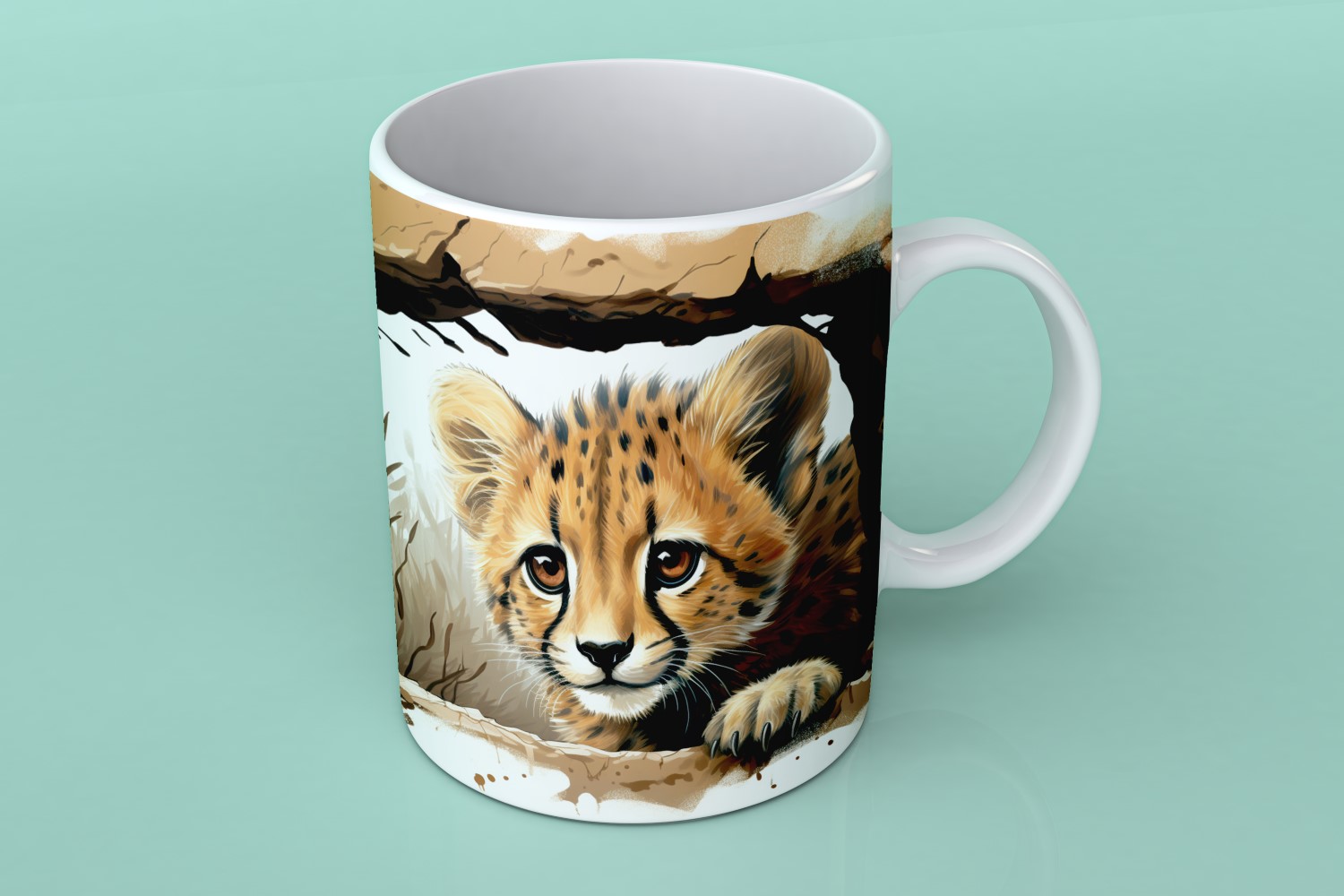 cheetah funny Animal head peeking on white background 4