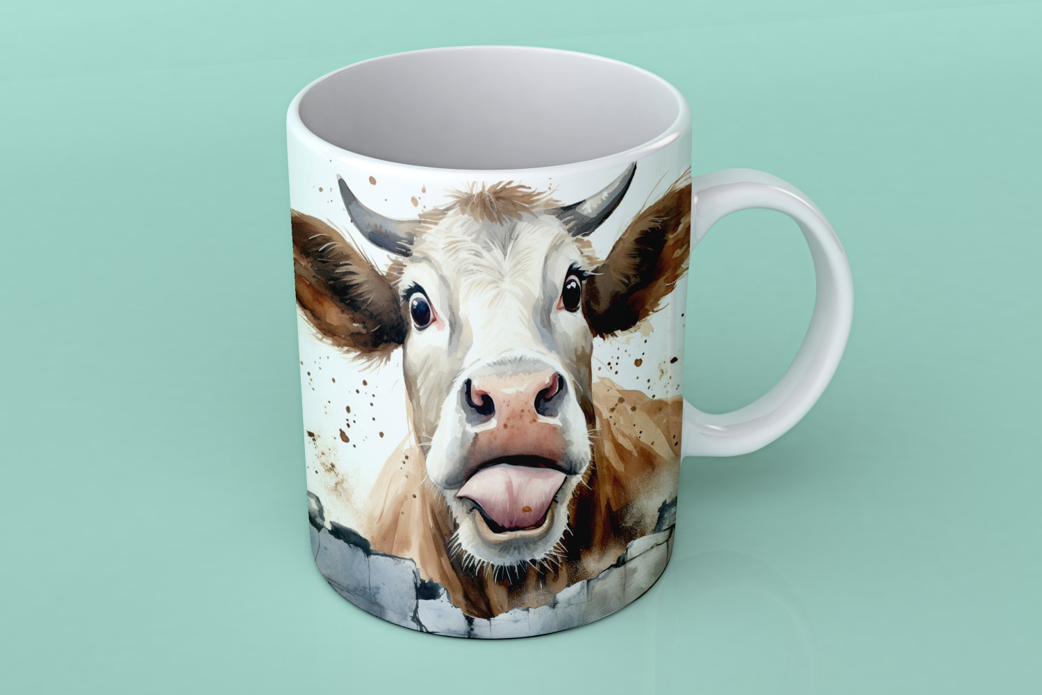 cow funny Animal head peeking on white background 12