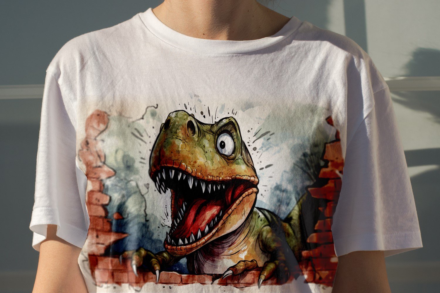 dinosaurs funny Animal head peeking on white background