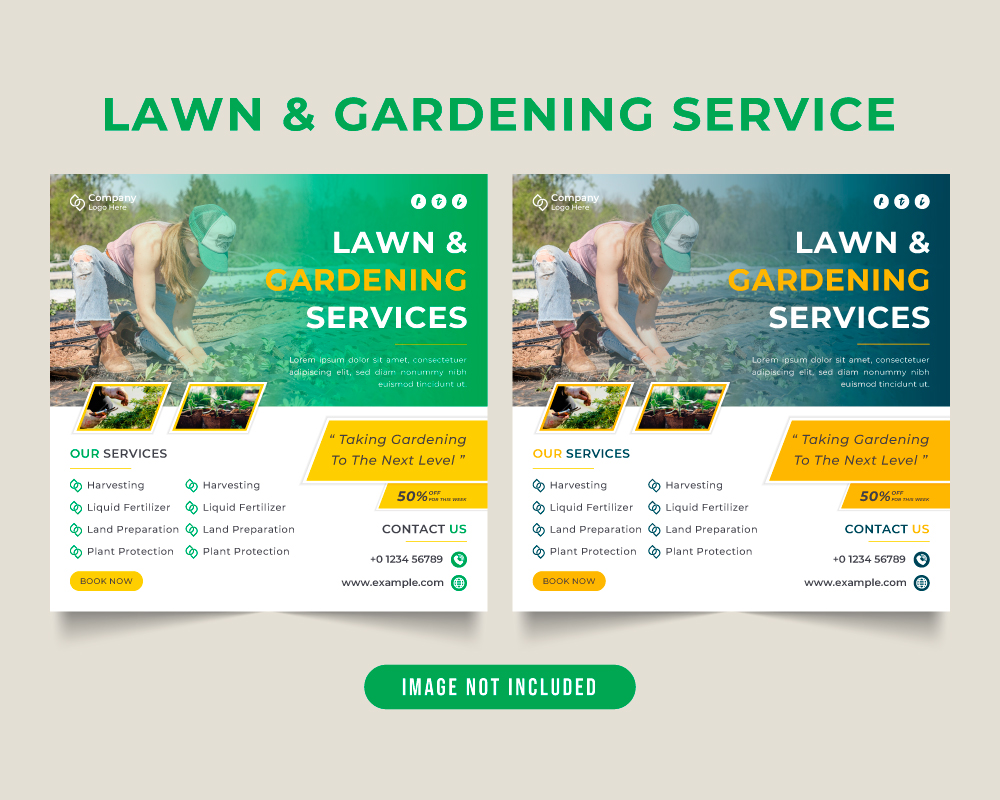 Lawn gardening social media post design