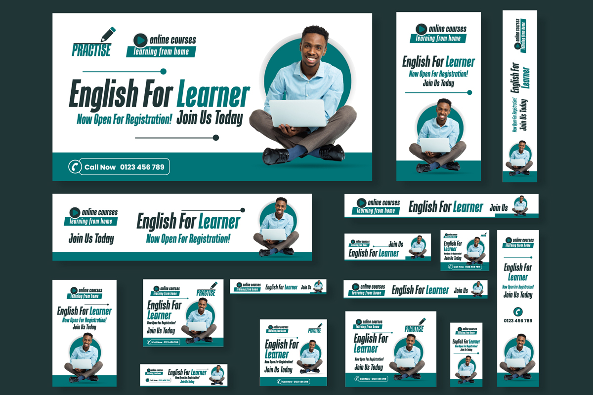 English For Learner Web Banner Ads Set