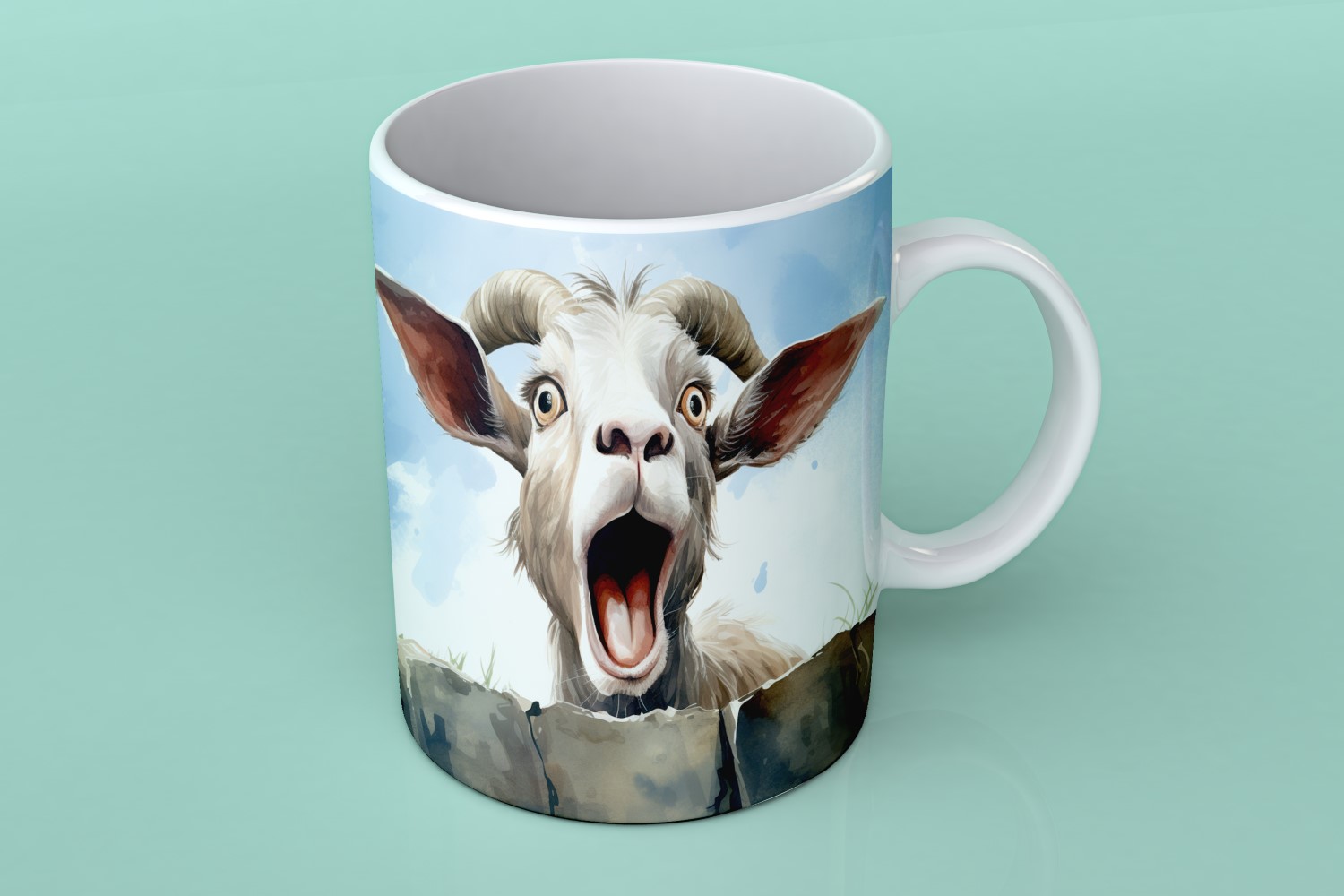 goat funny Animal head peeking on white background 4