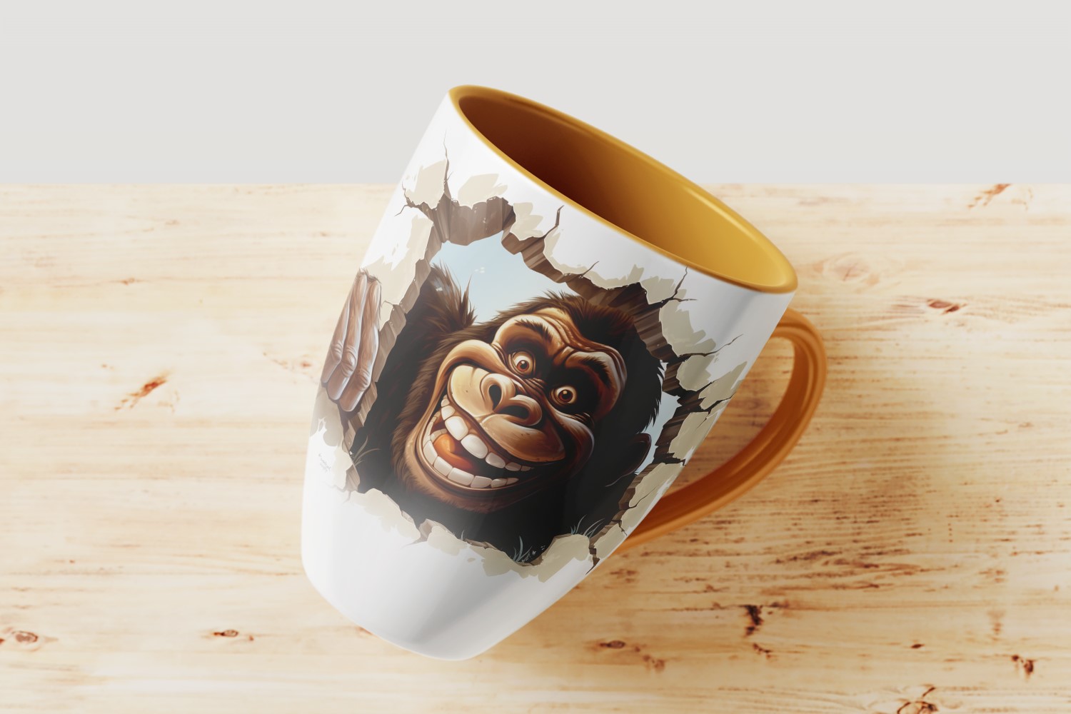 gorilla funny Animal head peeking on white background 4