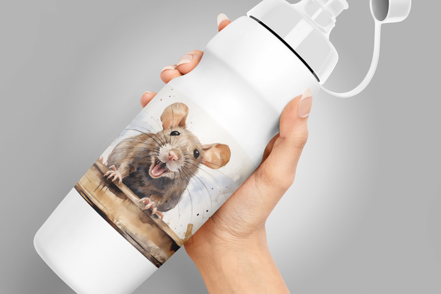 mouse funny Animal head peeking on white background