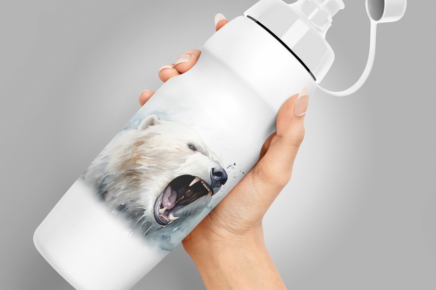 polar bear funny Animal head peeking on white background 2