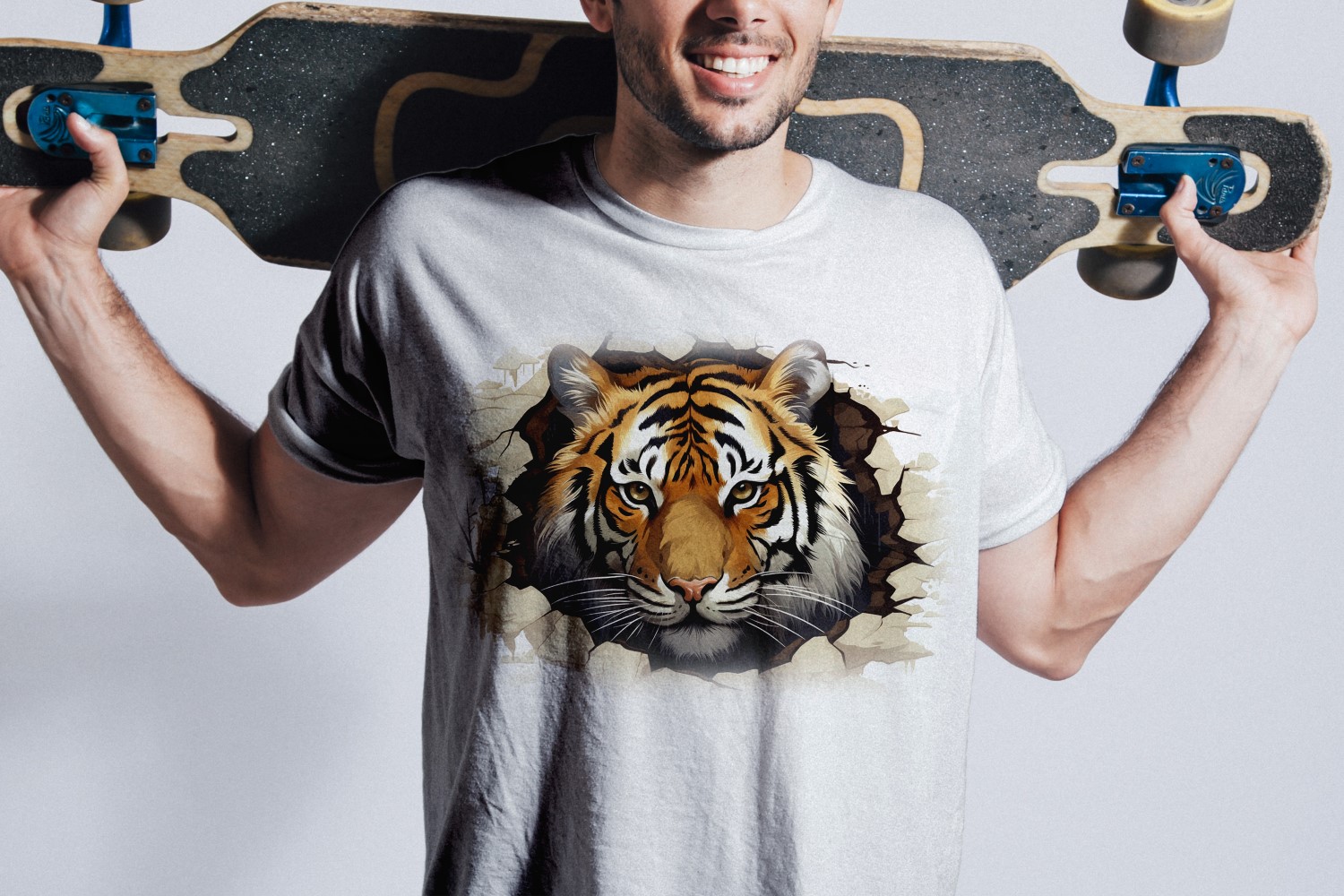 tiger funny Animal head peeking on white background 1