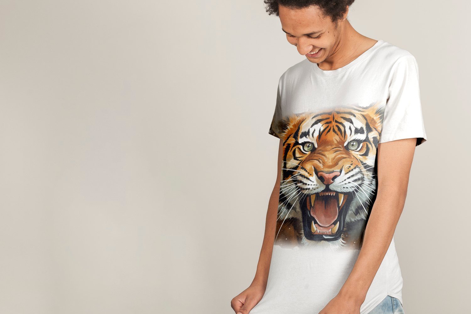 tiger funny Animal head peeking on white background  7