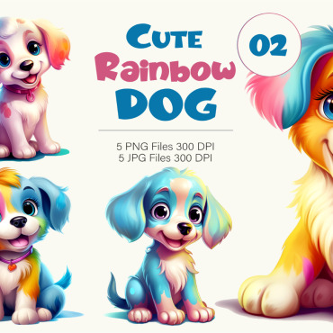 Rainbow Dog Illustrations Templates 380307