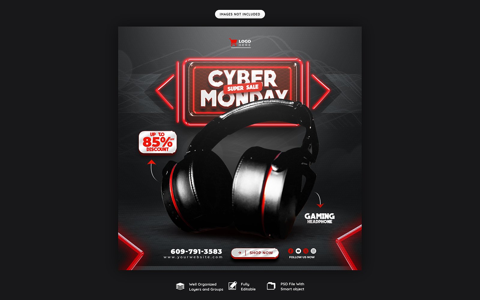 Cyber Monday Sale Social Media Post Template