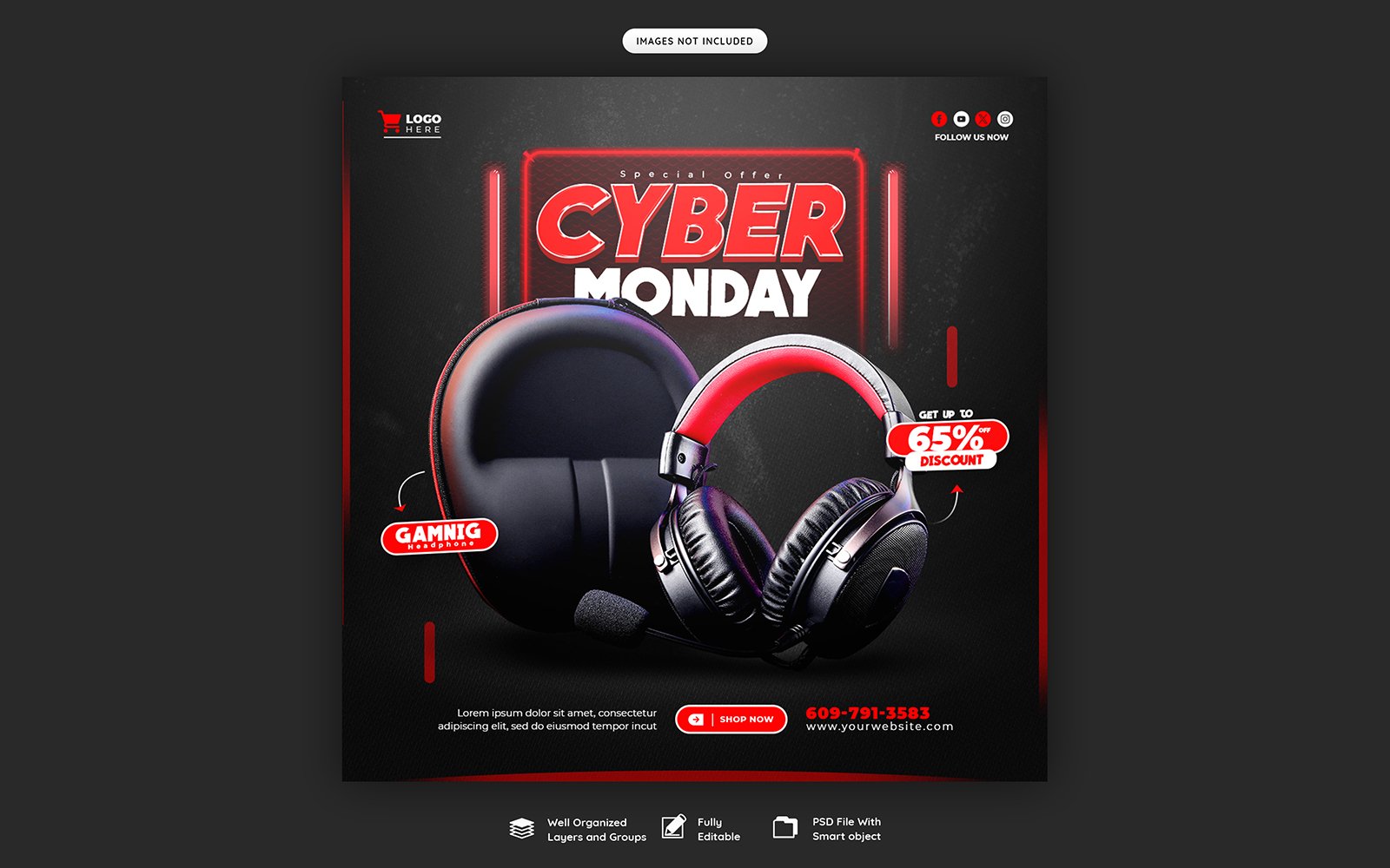 Cyber Monday Sale Social  Media Post  Template