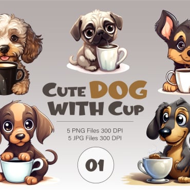 Coffee Dog Illustrations Templates 381103