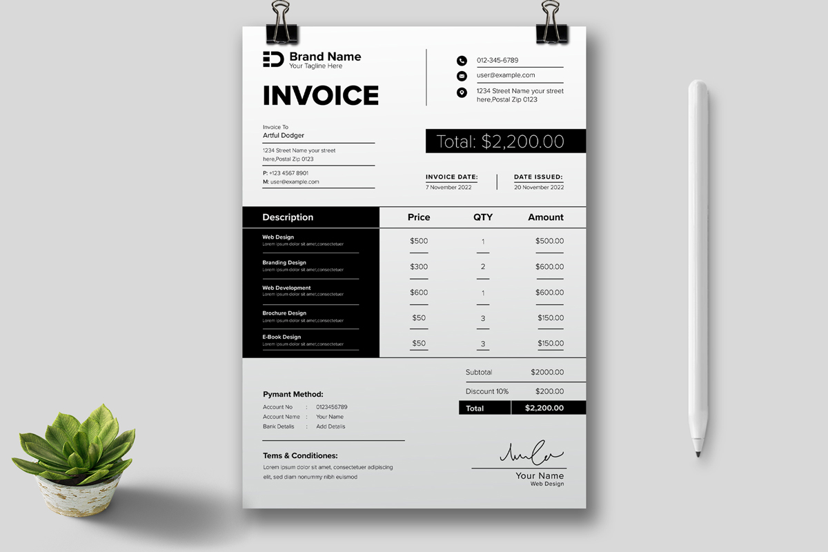 Corporate Professional Invoice Template