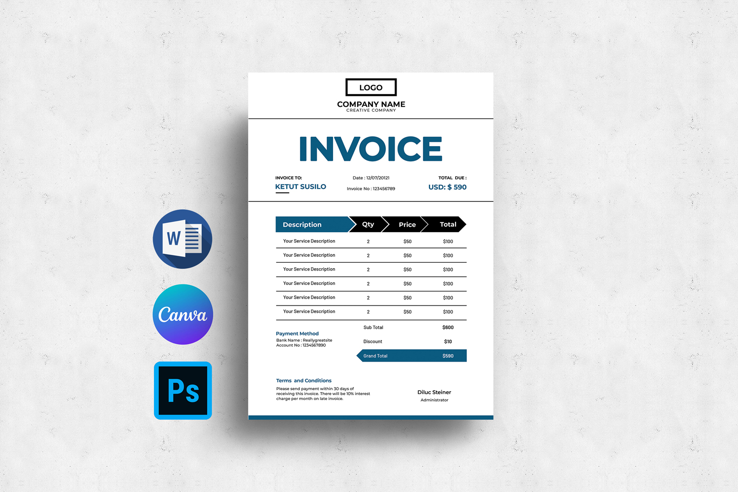 Printable Invoice Layout Template