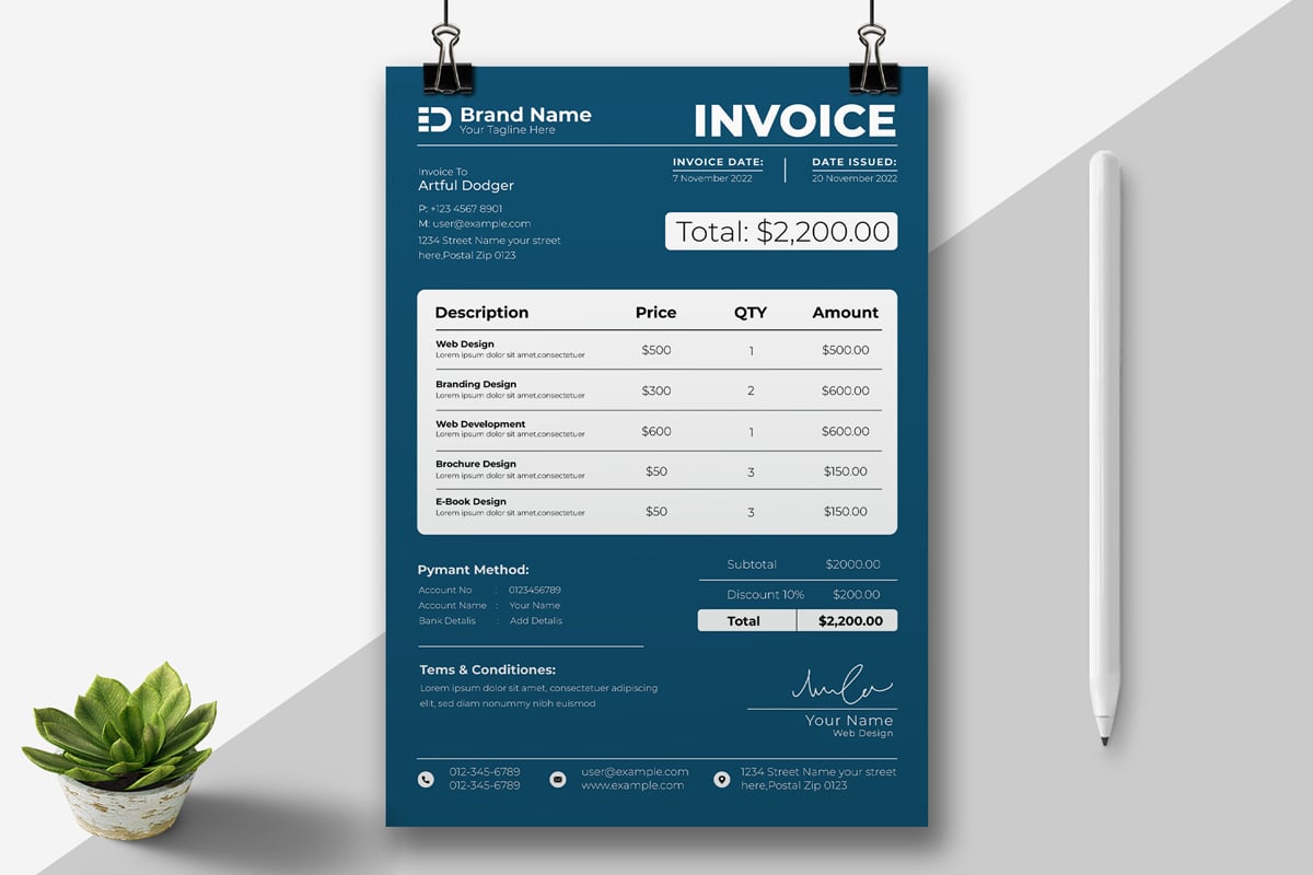 Creative Invoice Design Template.