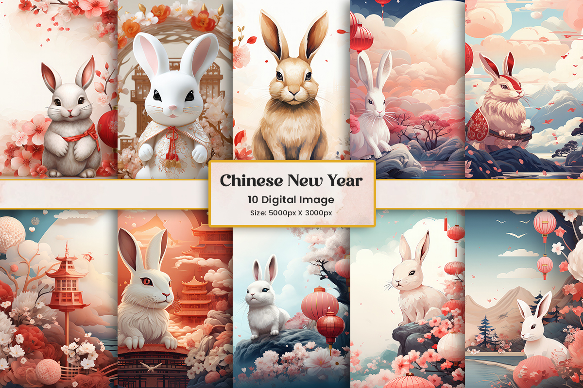 Chinese New Year Festival Background, Traditional Chinese rabbit decorative texture background