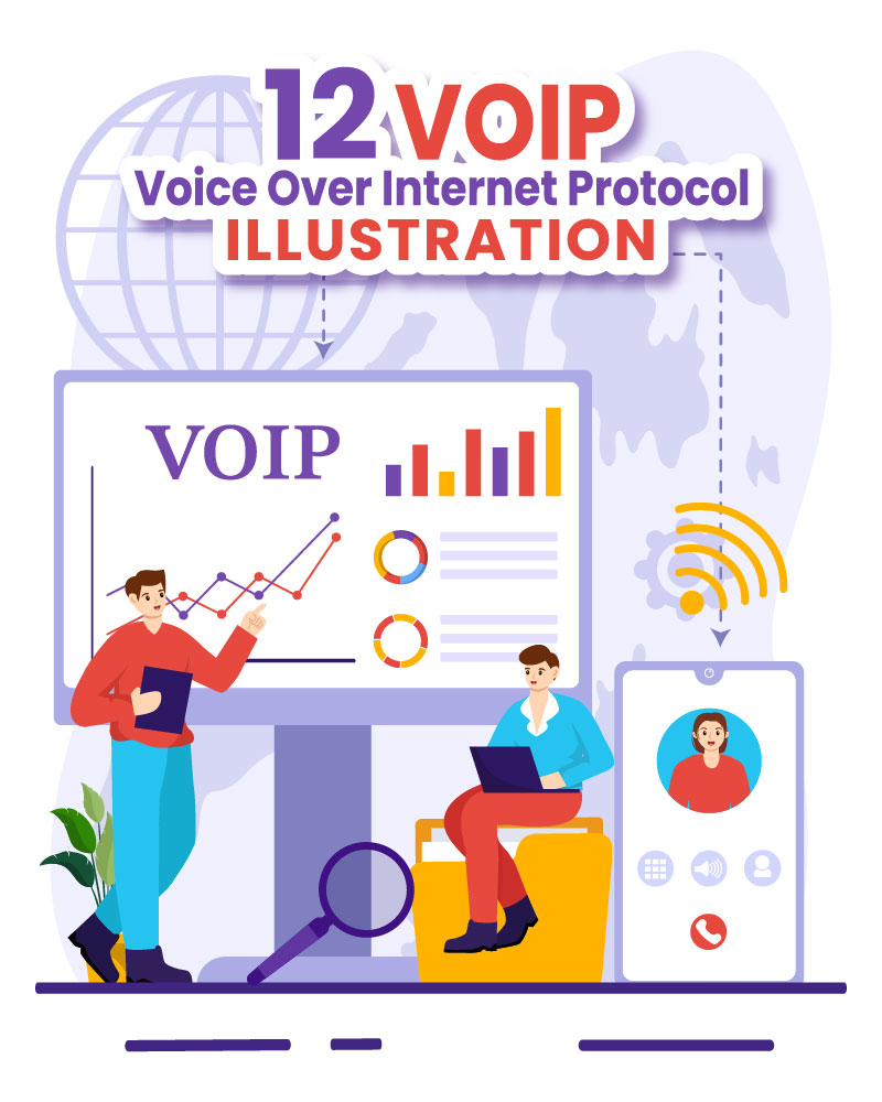 12 VOIP or Voice Over Internet Protocol Illustration