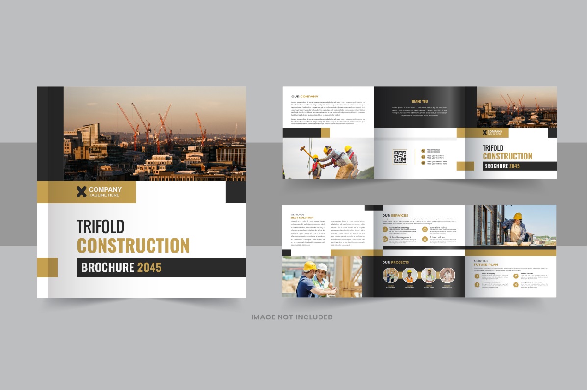 Construction and renovation square trifold brochure layout