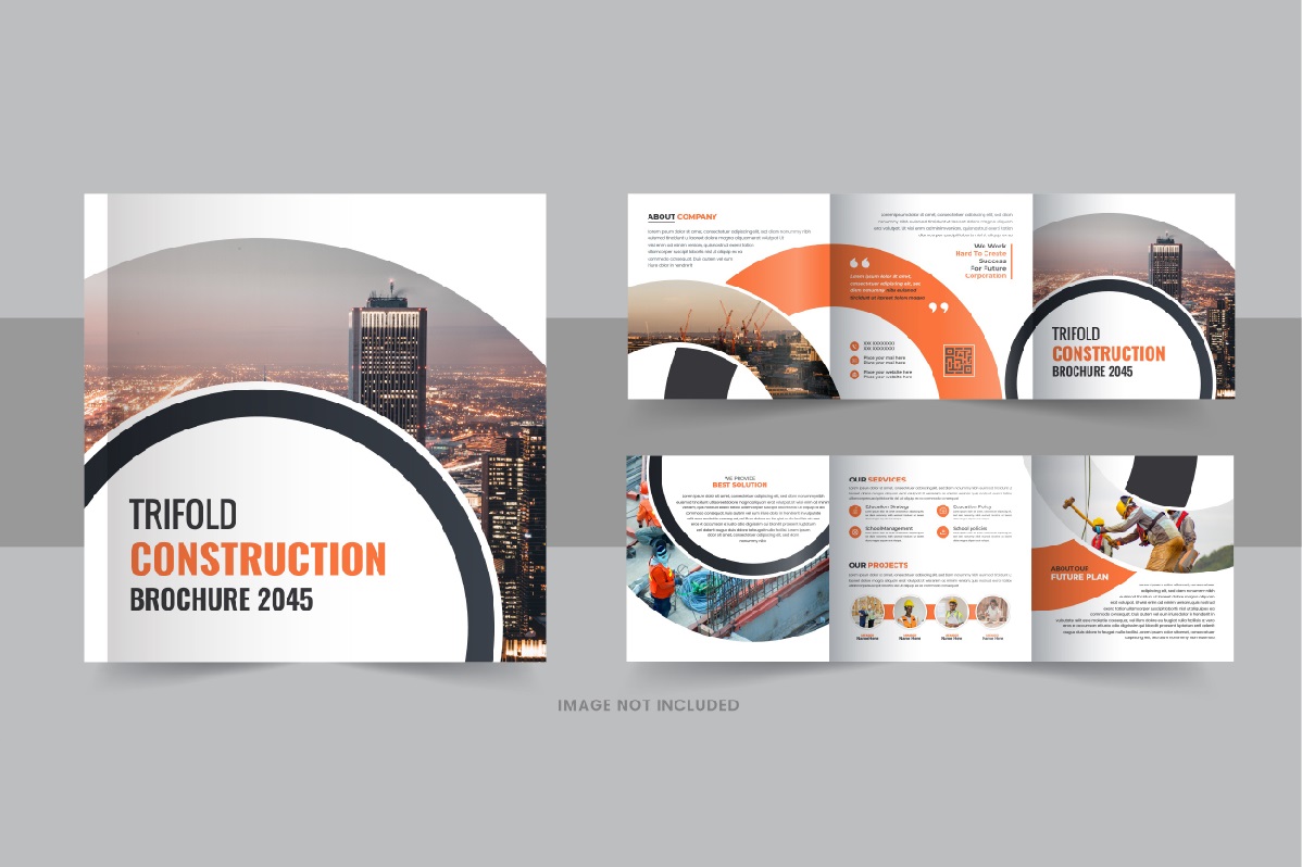 Construction and renovation square trifold brochure design