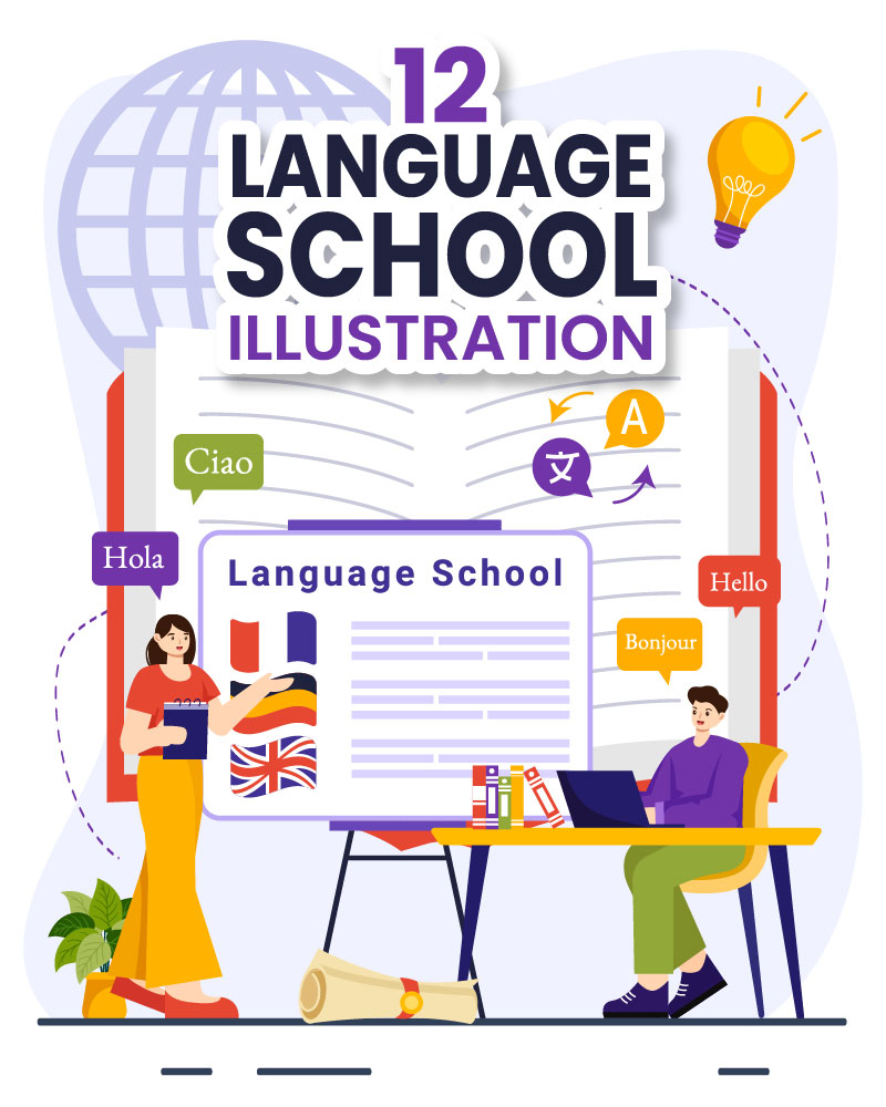 12 Language School Illustration