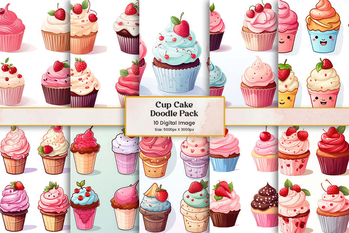 Cupcake sticker clipart on white background