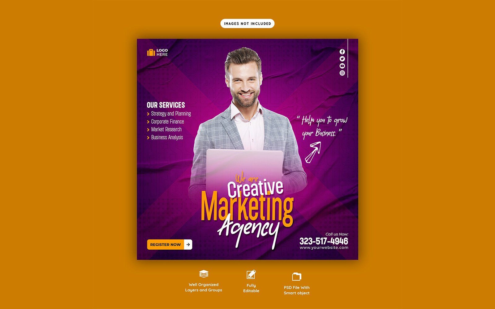 Creative Marketing Agency Social Media Post  Template