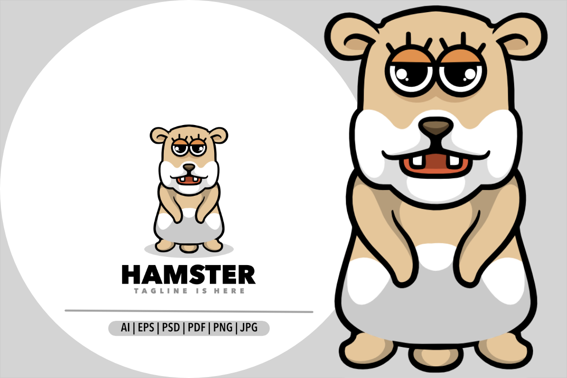 Cute hamster mascot cartoon design illustration