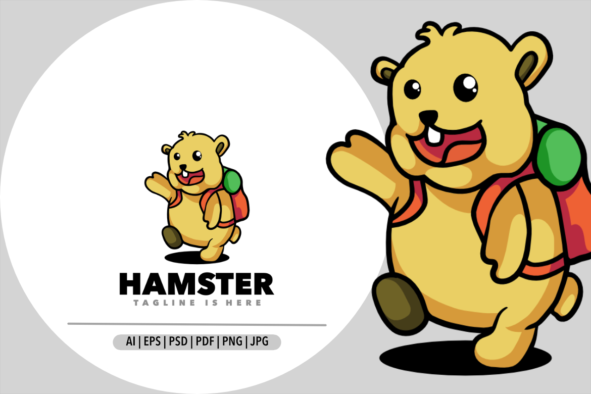 Cute hamster mascot cartoon illustration design