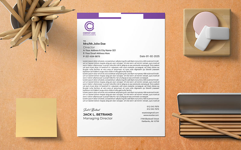 Flat design minimal business letterhead_180