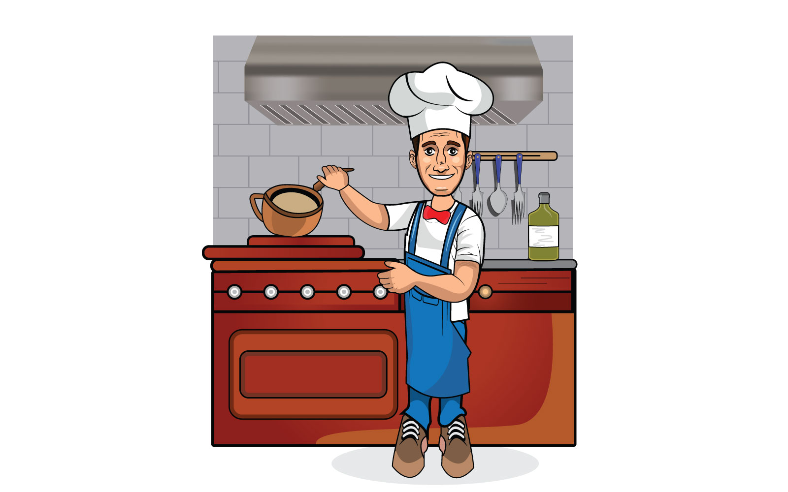 Man cooking in kitchen. Vector illustration.