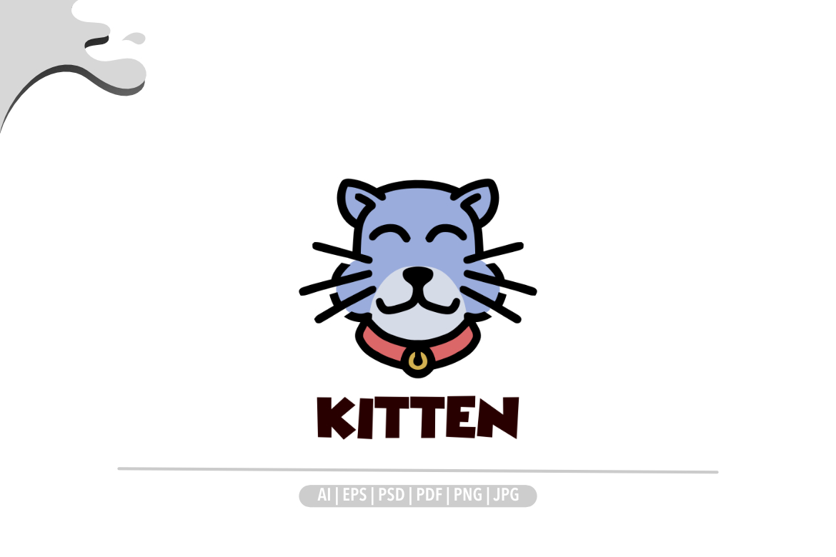 Cat kitten mascot cartoon logo design