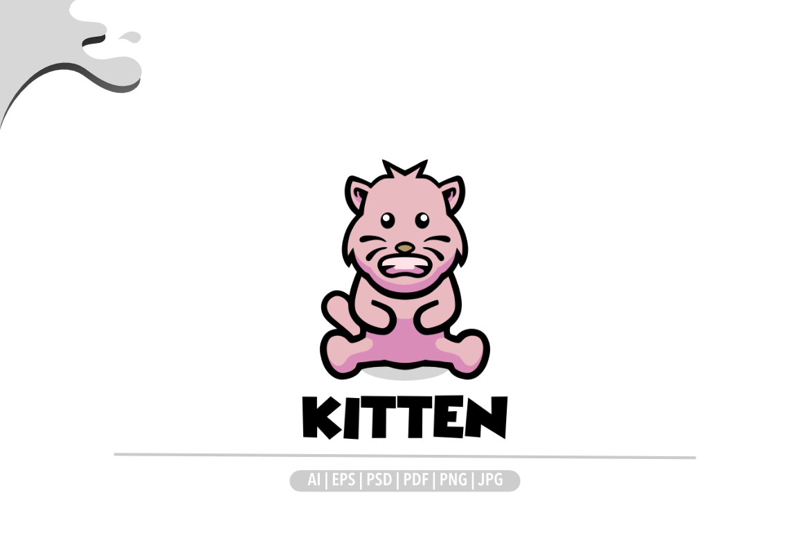 Cat kitten mascot logo design illustration