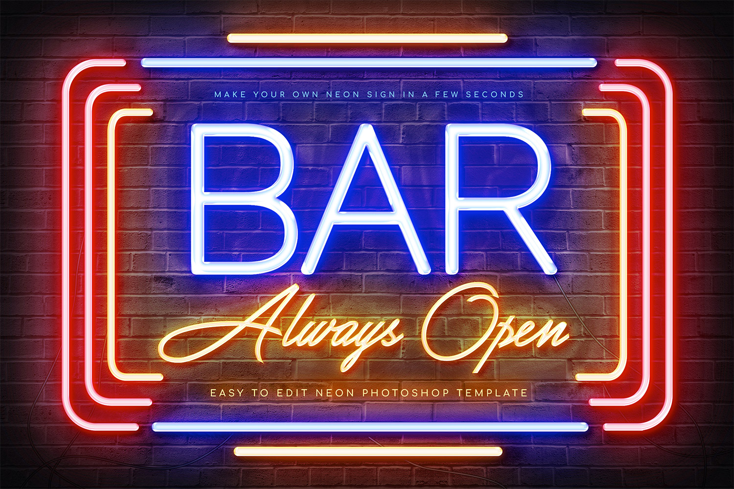 Bar Neon Sign Creator Photoshop Template