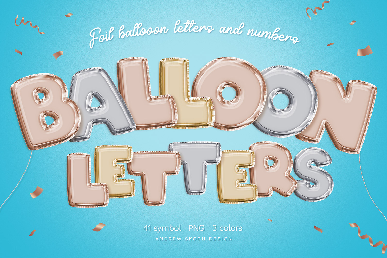 Foil Balloon PNG Letters Set