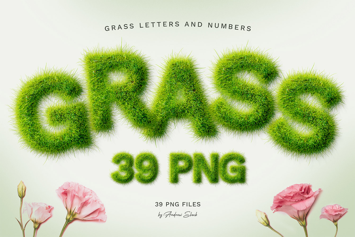 Grass Letters Isolated PNG Pack