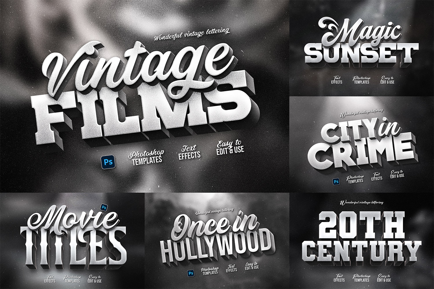 Old Movie Titles Photoshop Templates