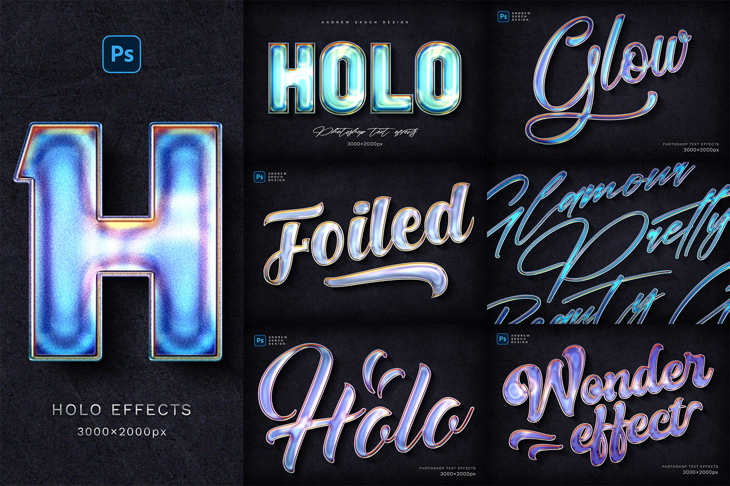 Holographic Text Effects Photoshoptemplates