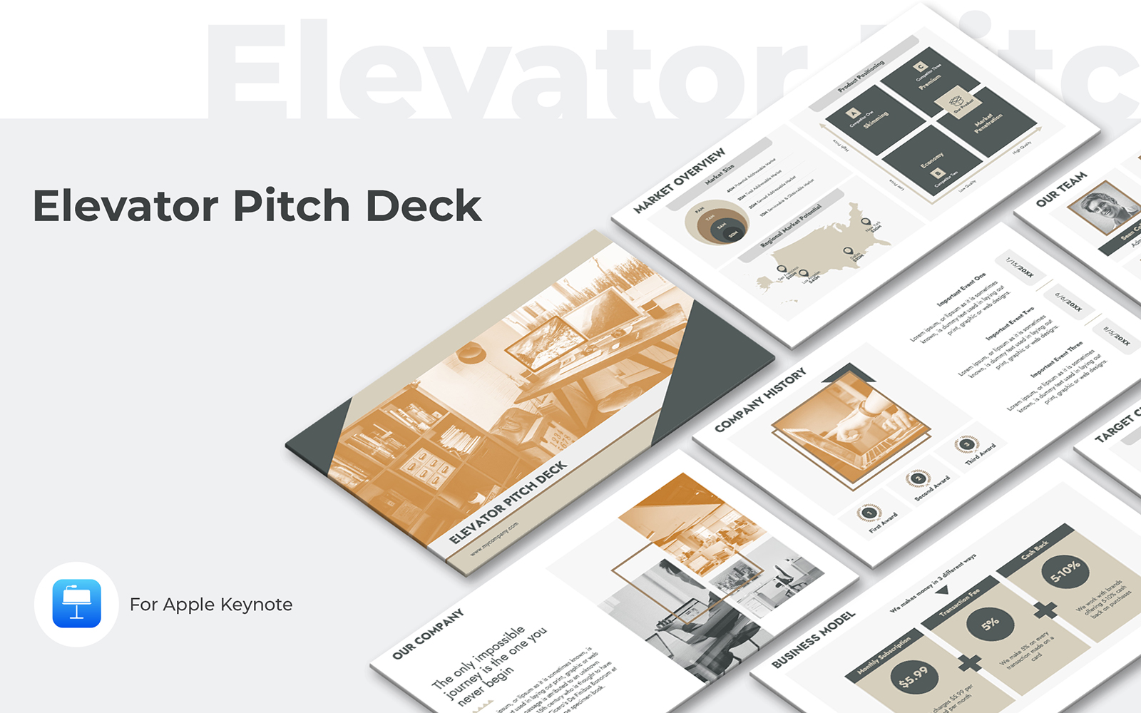 Elevator Pitch Deck Keynote Presentation Template