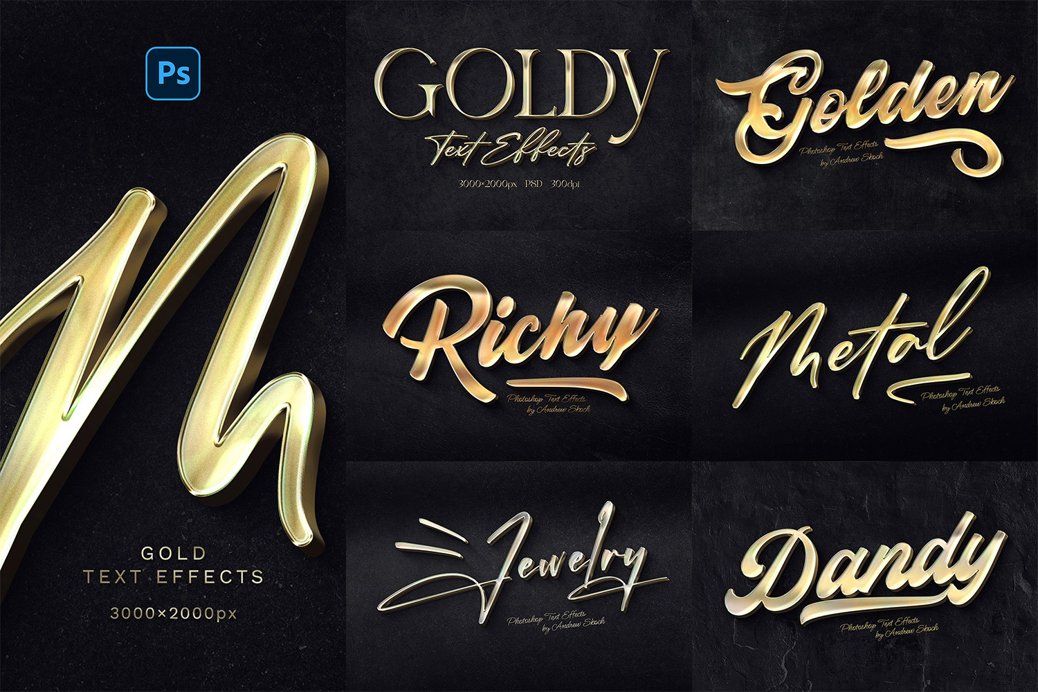 Gold Text Effects Photoshop Templates