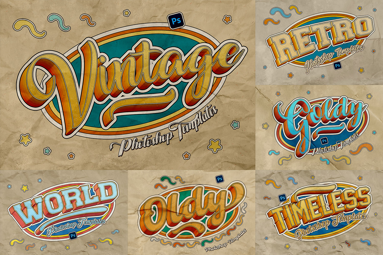 Retro Text Effects Photoshop Templates