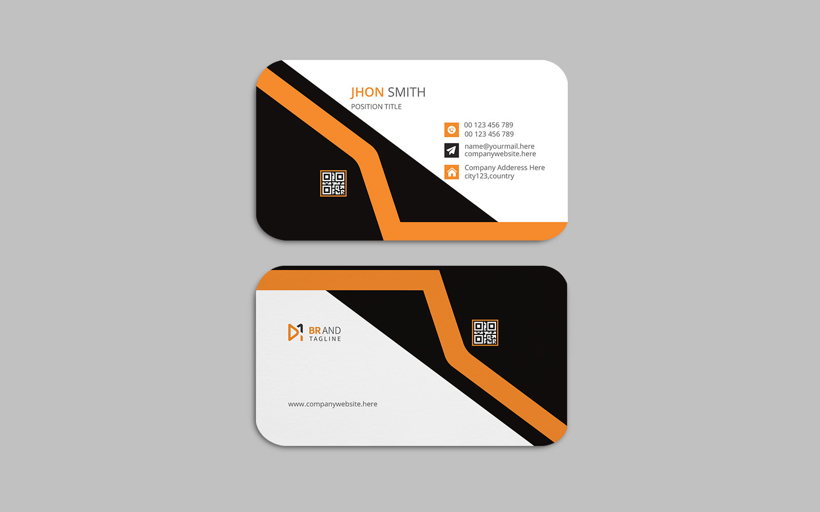 Orange and black shape visit card