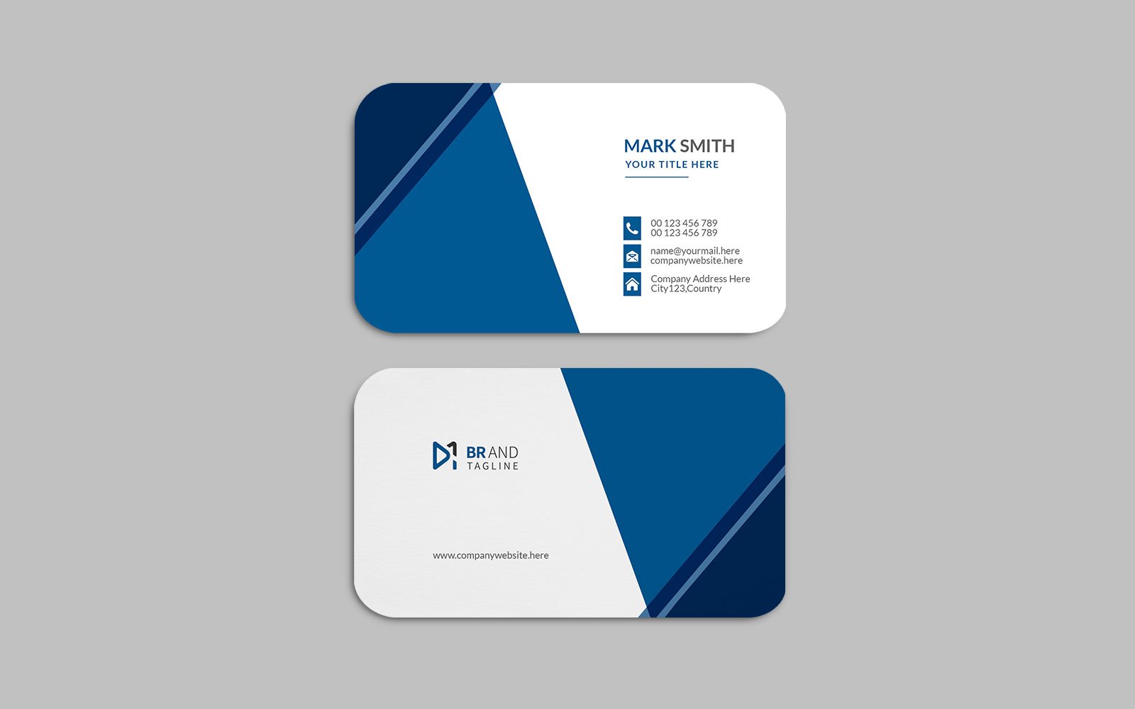 Clean blue business card design template