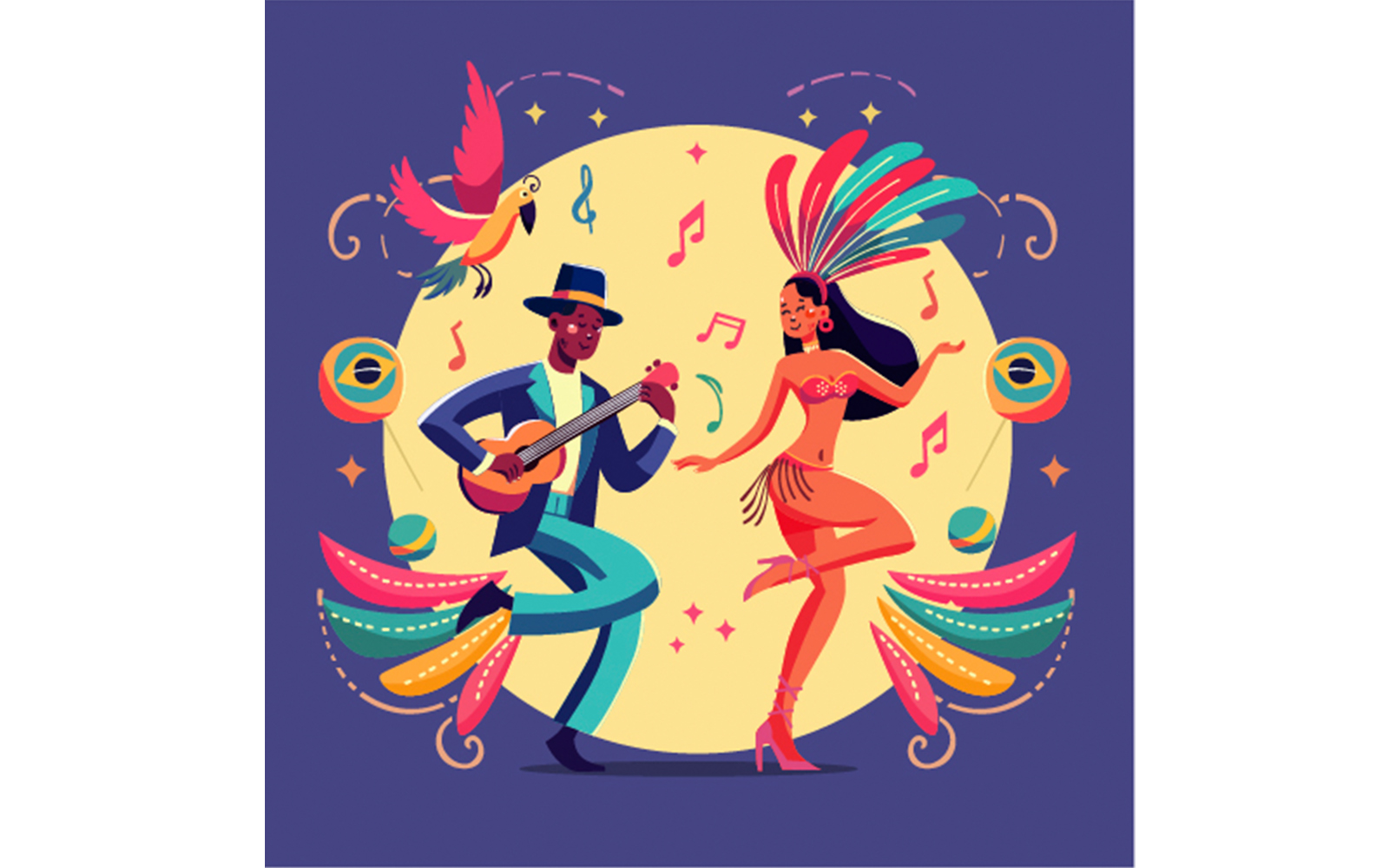 Brazilian Carnival with Beautiful Brazilian Dancer Illustration