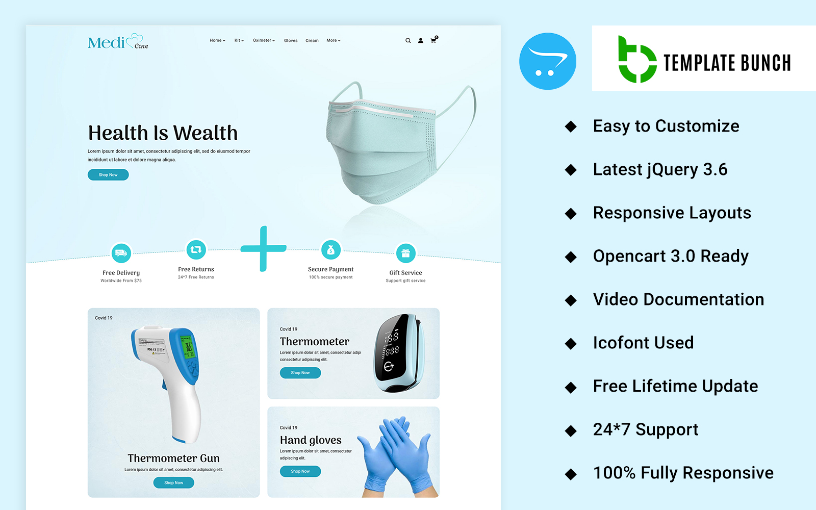 Medi Care - OpenCart Themes and Website Templates for eCommerce Website Design