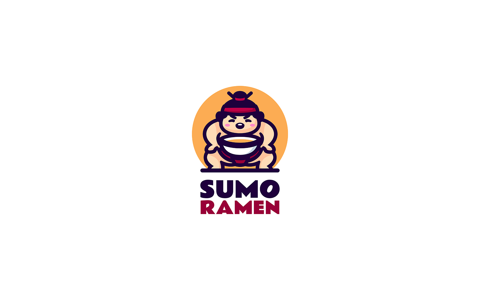 Sumo Ramen Mascot Cartoon Logo 1