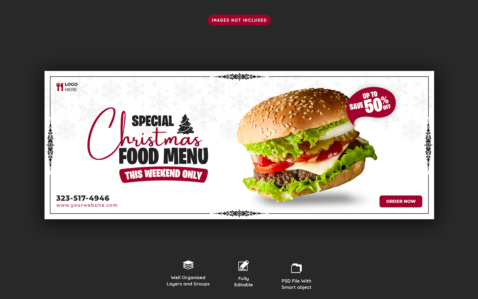 Food Manu Restaurant Cover Banner Template