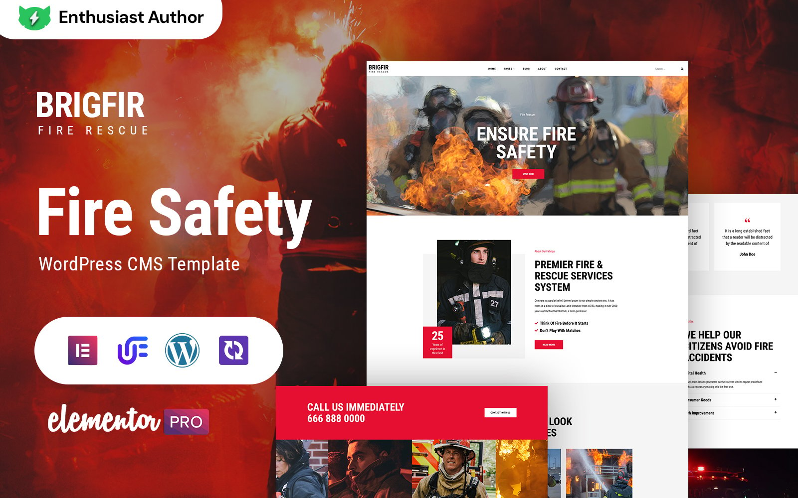 Brigfir - Fire Department and Security WordPress Elementor Theme