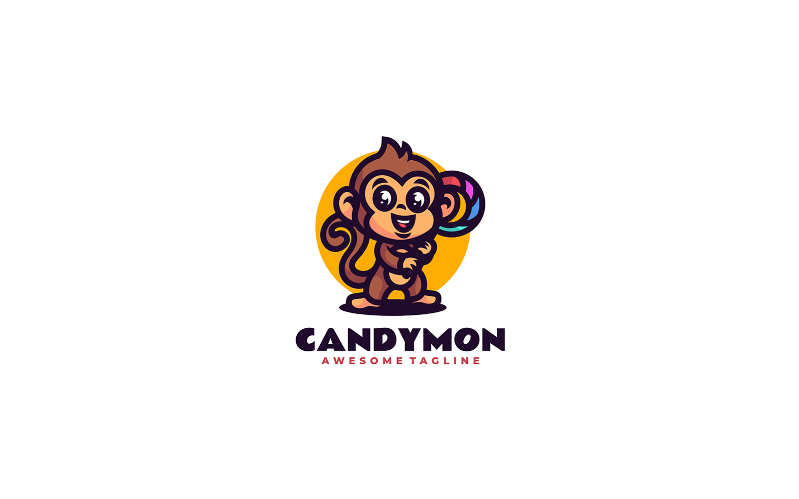 Candy Monkey Mascot Cartoon Logo