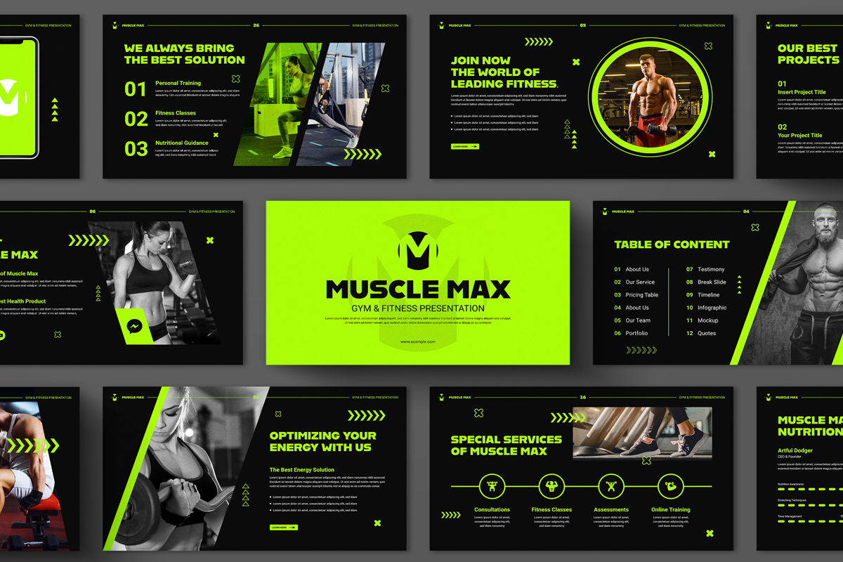 Gym & Fitness Presentation Template Layout