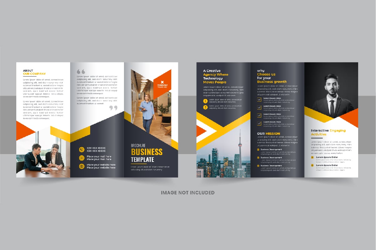 Company trifold brochure, Modern Business Trifold Brochure design template layout